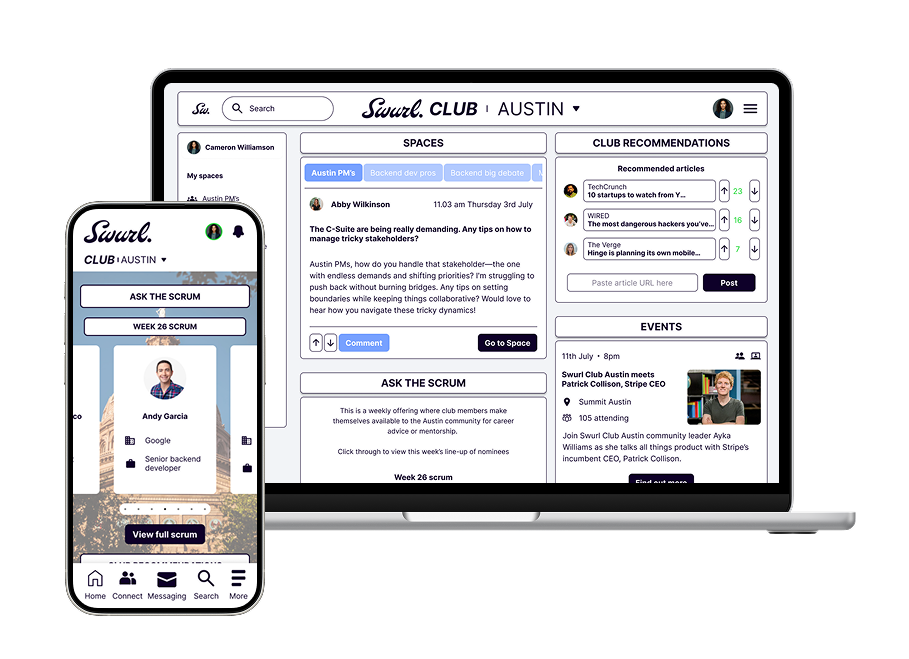 Swur desktop and mobile dashboard mockups